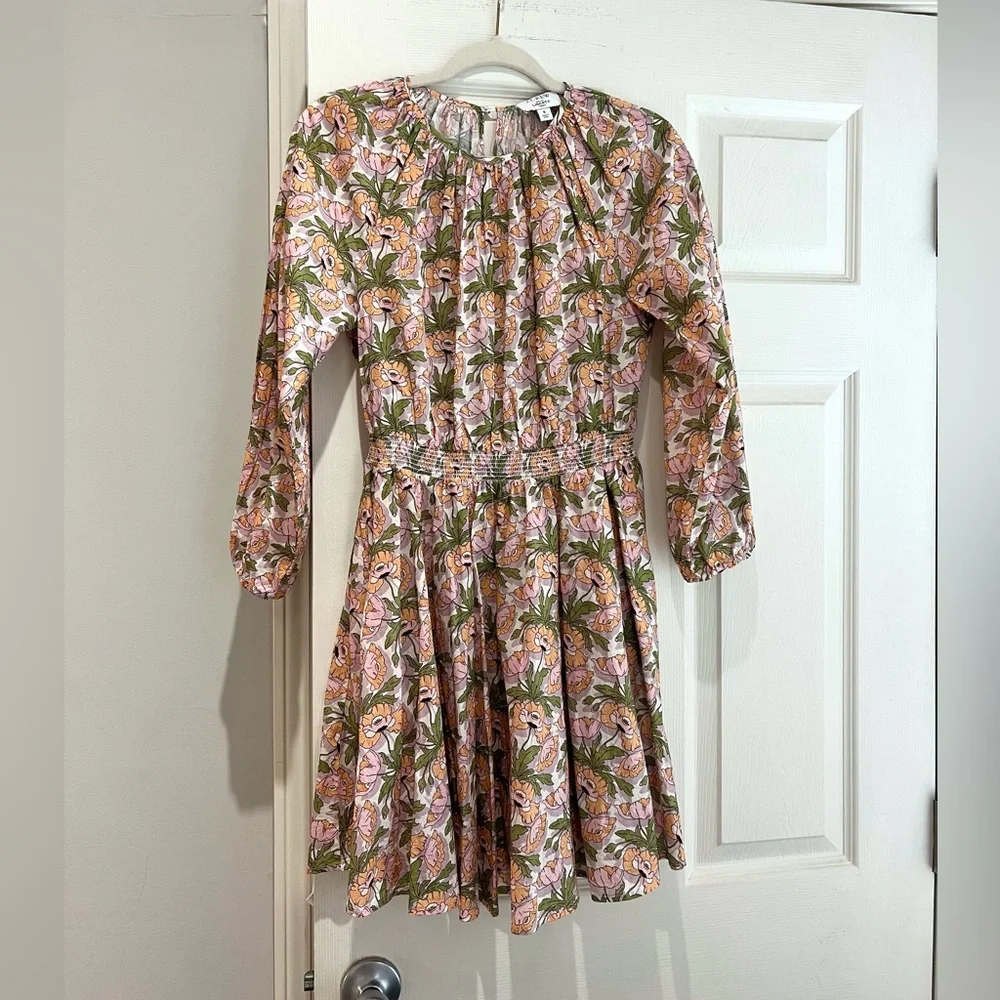 J Crew Smocked-waist mini dress in Liberty Butterfield Poppy fabric
